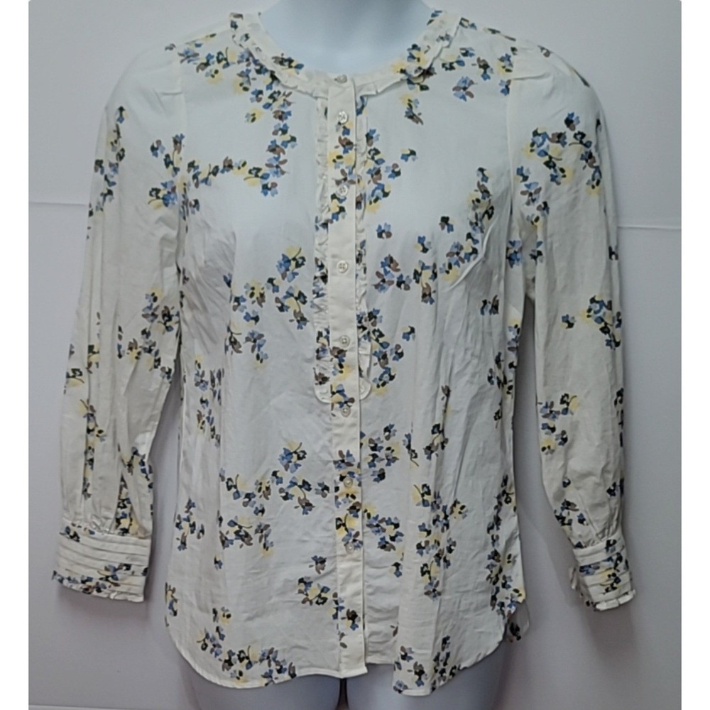 Talbots Floral Button Down Ruffle Long Sleeves M … - image 3
